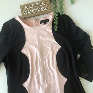 NWT! Eloquii Pink Black Scallop Dress